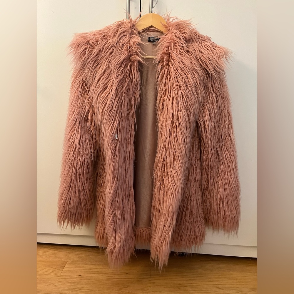 shaggy faux fur coat oversized fit